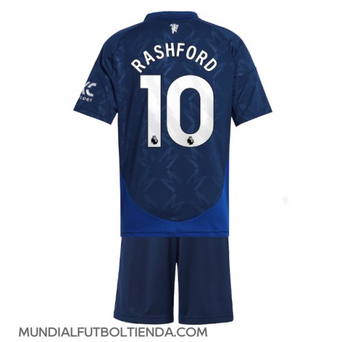 Camiseta Manchester United Marcus Rashford #10 Segunda Equipación Replica 2024-25 para niños mangas cortas (+ Pantalones cortos)